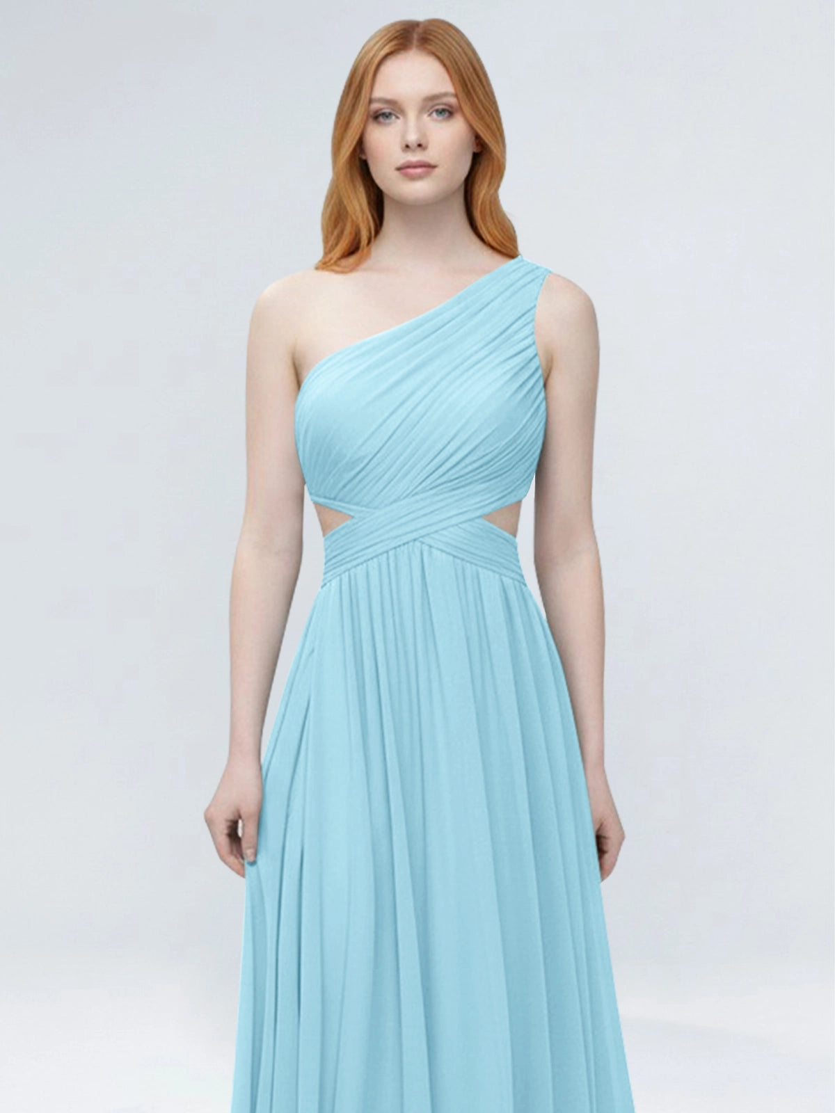 One-Shoulder Side Cut-Out Bridesmaid Dress 