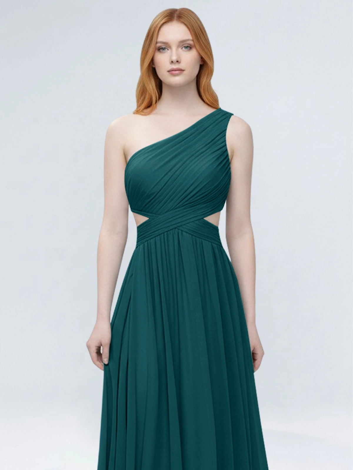 One-Shoulder Side Cut-Out Bridesmaid Dress 