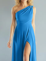 One-Shoulder Bridesmaid Dress with Slit