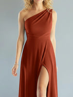 One-Shoulder Bridesmaid Dress with Slit