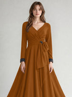 Stretch Satin Mother of the Bride Dress with Crystal