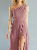 One-Shoulder Bridesmaid Dress with Slit