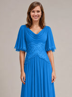 Cowl Neck Mother of the Bride Dress with Applique 