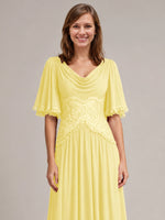 Cowl Neck Mother of the Bride Dress with Applique 