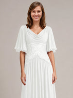 Cowl Neck Mother of the Bride Dress with Applique 