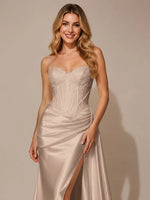 Silk-like Prom Dress with Appliques