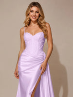 Silk-like Prom Dress with Appliques