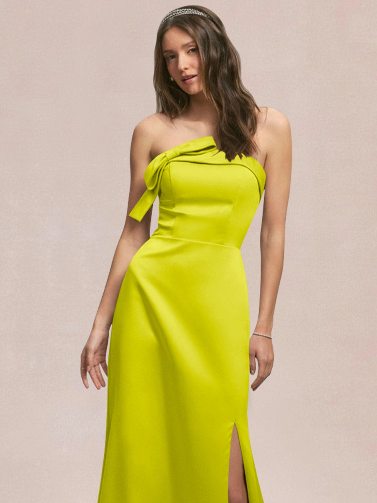 Satin Bow Accent Bridesmaid Dress 
