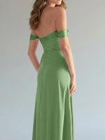 Off-the-Shoulder Slit Bridesmaid Dress 