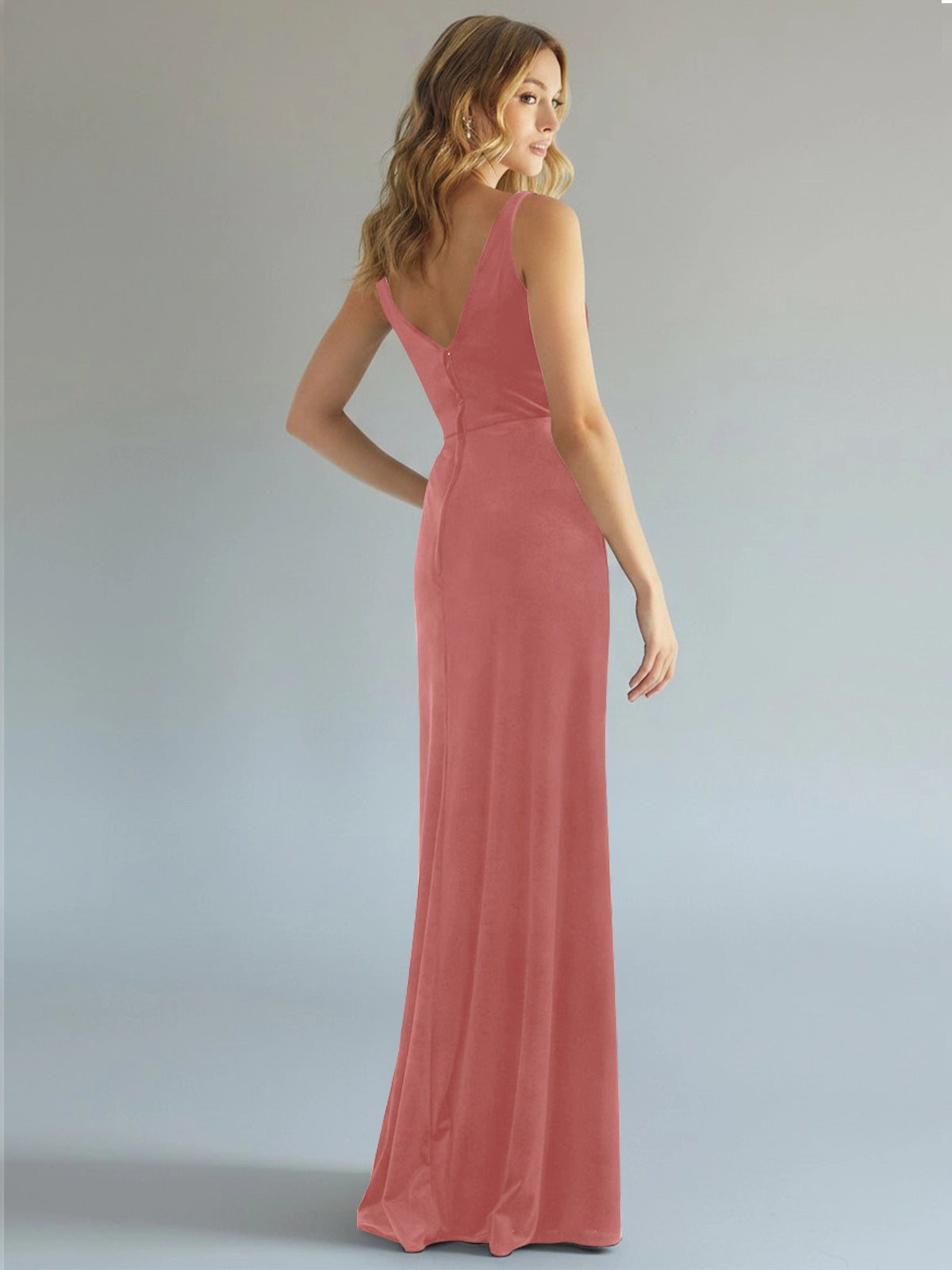 Velvet Bridesmaid Dress with Slit 