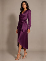 Silk-like Mother of the Bride Dress with Self-Tie Sash 