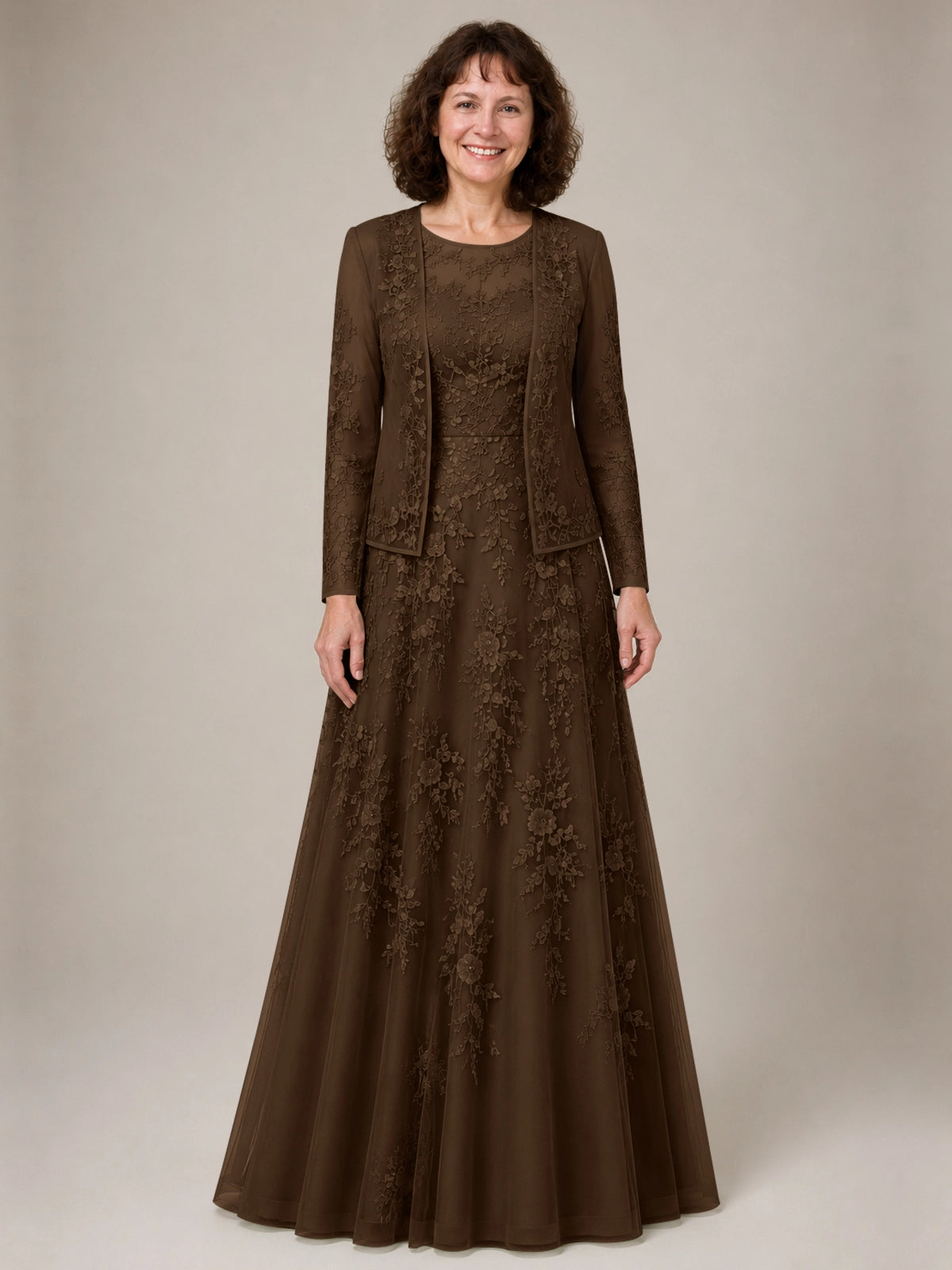 A-line Mother of the Bride Dress with Lace 