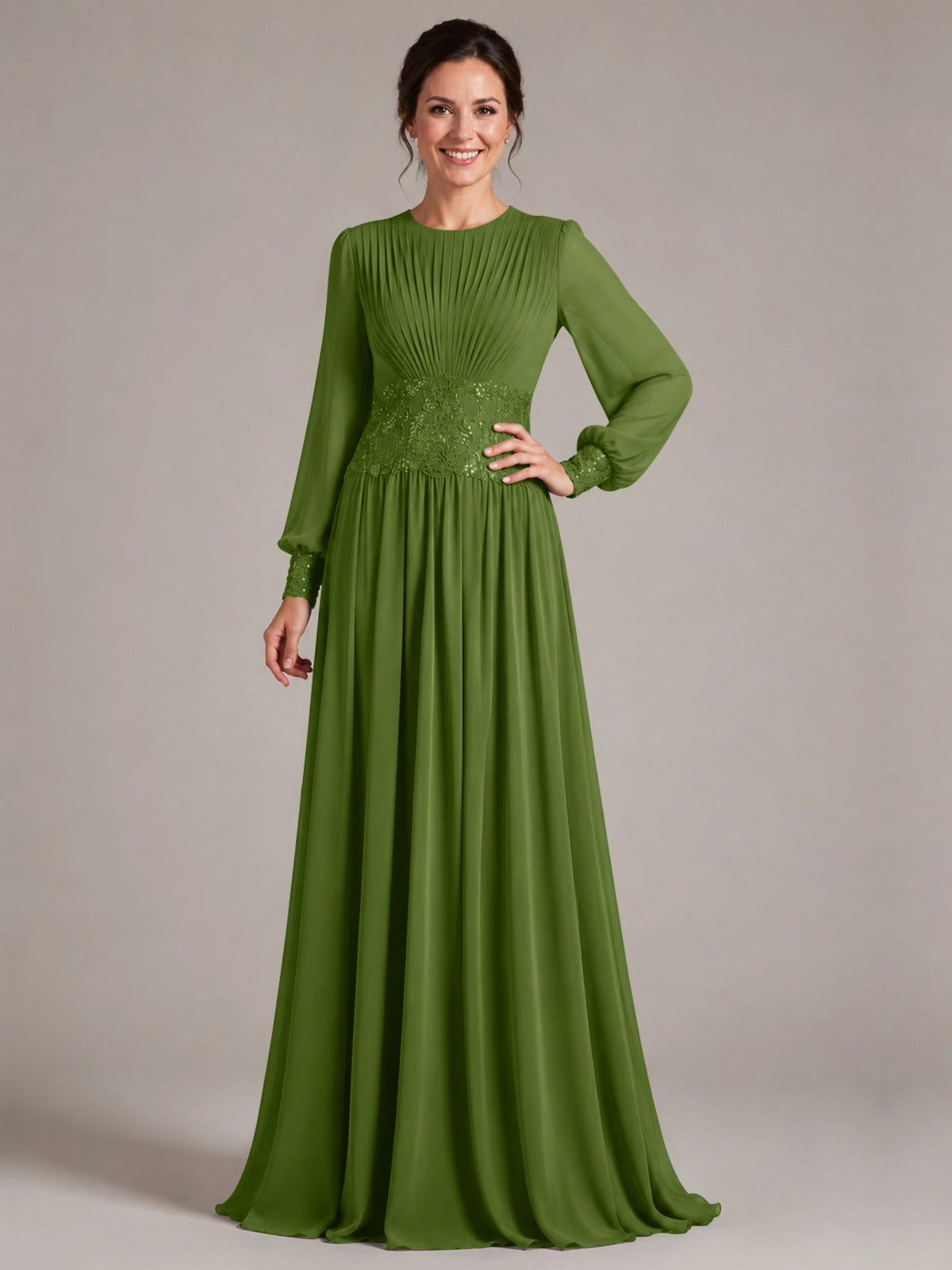 Chiffon Mother of the Bride Dress with Jewel Neckline 