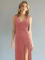 Velvet Bridesmaid Dress with Slit 