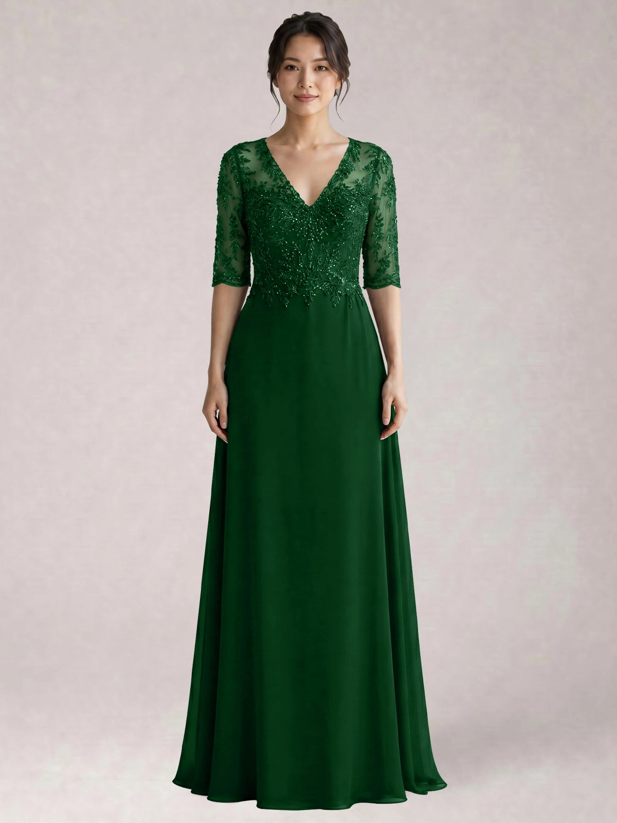Lace Mother of the Bride Dress with Half Sleeves