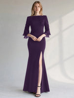 Chiffon Mother of the Bride Dress with 3/4 Sleeves