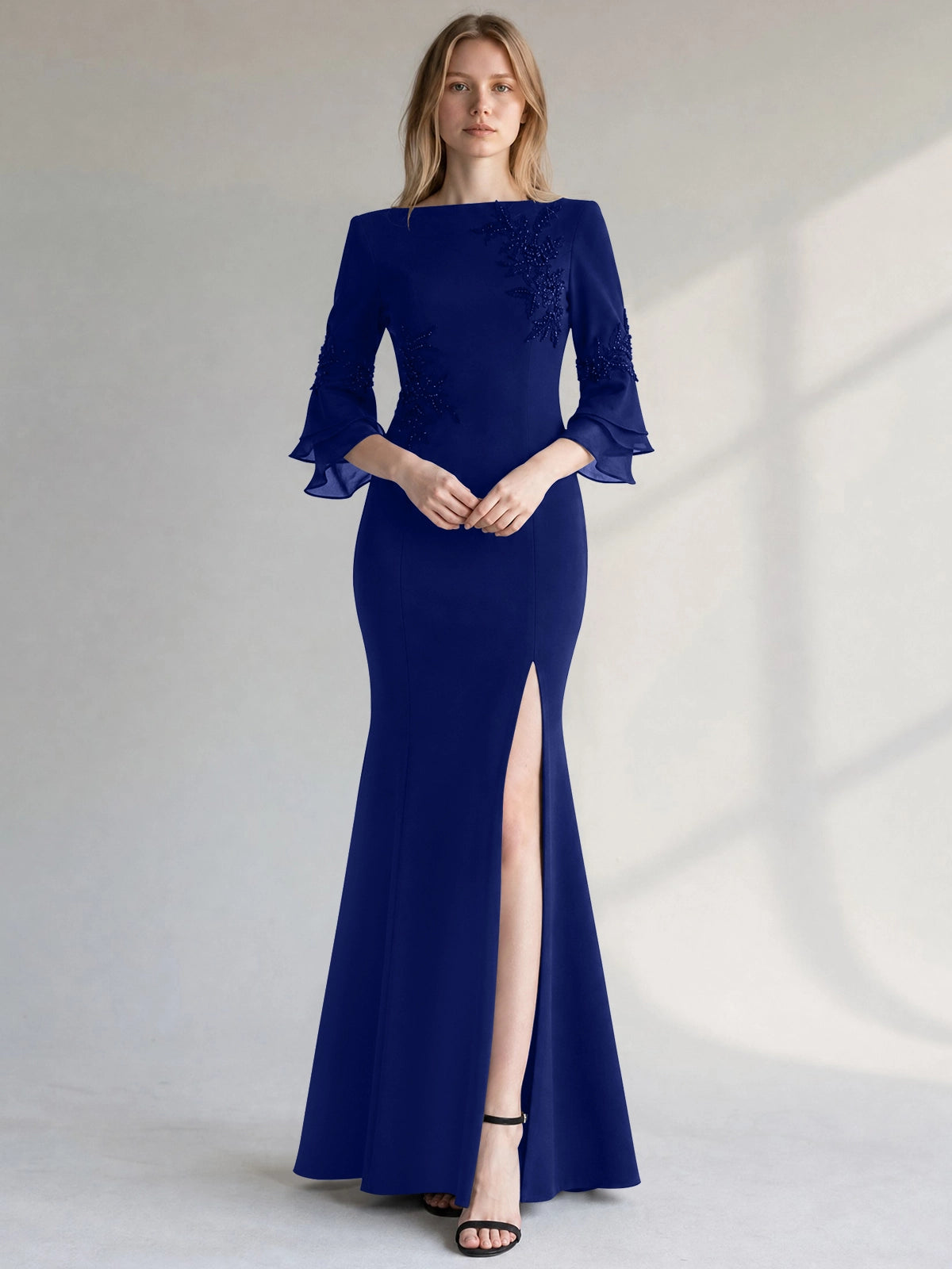 Chiffon Mother of the Bride Dress with 3/4 Sleeves
