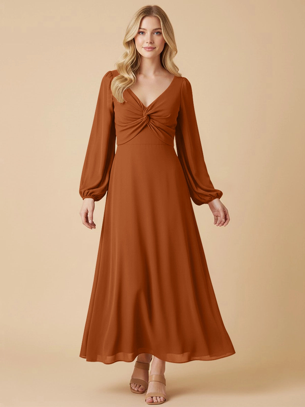 A-line Bridesmaid Dress with Long Sleeves 