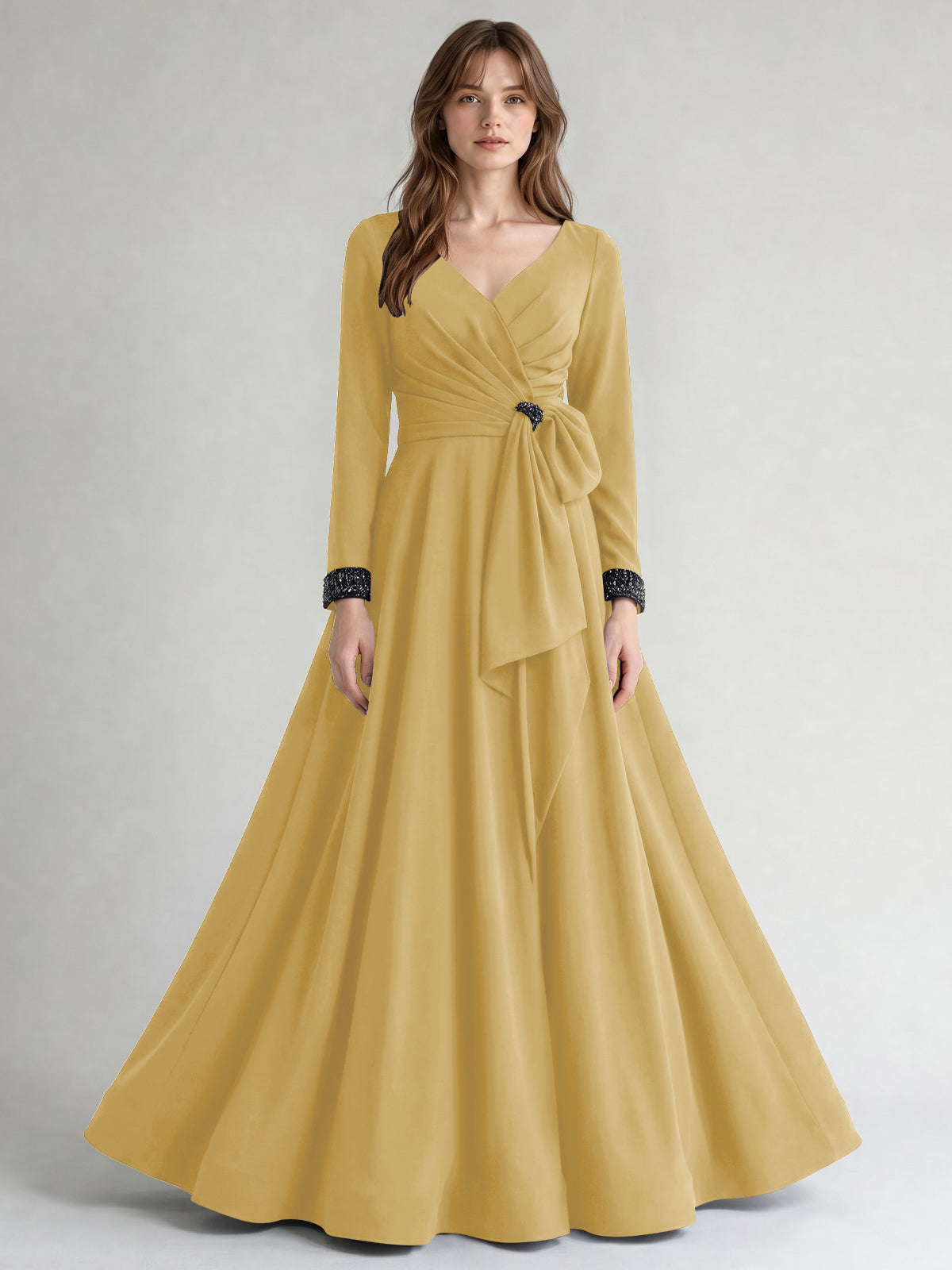 Stretch Satin Mother of the Bride Dress with Crystal