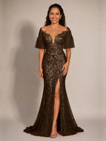 Mermaid Mother of the Bride Dress with V-neck 