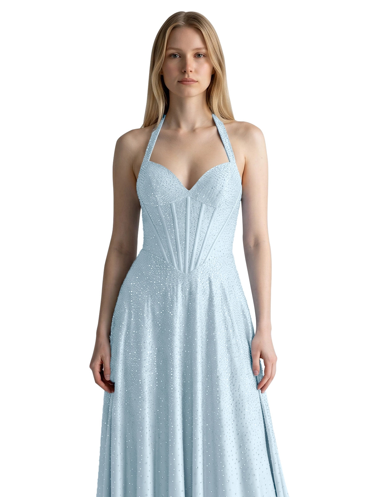 Halter Beaded Prom Dress 