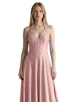 Halter Beaded Prom Dress 