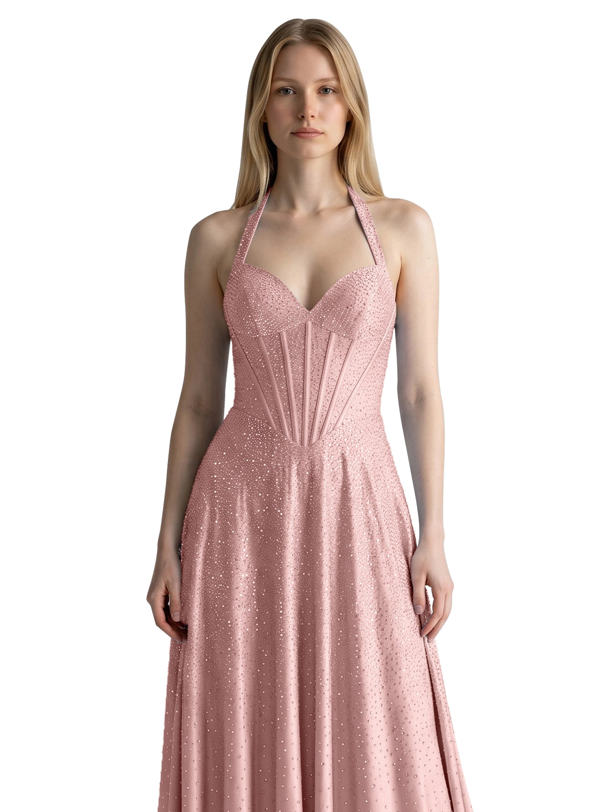 Halter Beaded Prom Dress 