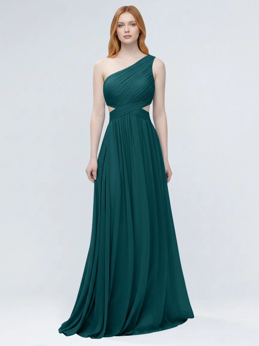 One-Shoulder Side Cut-Out Bridesmaid Dress 