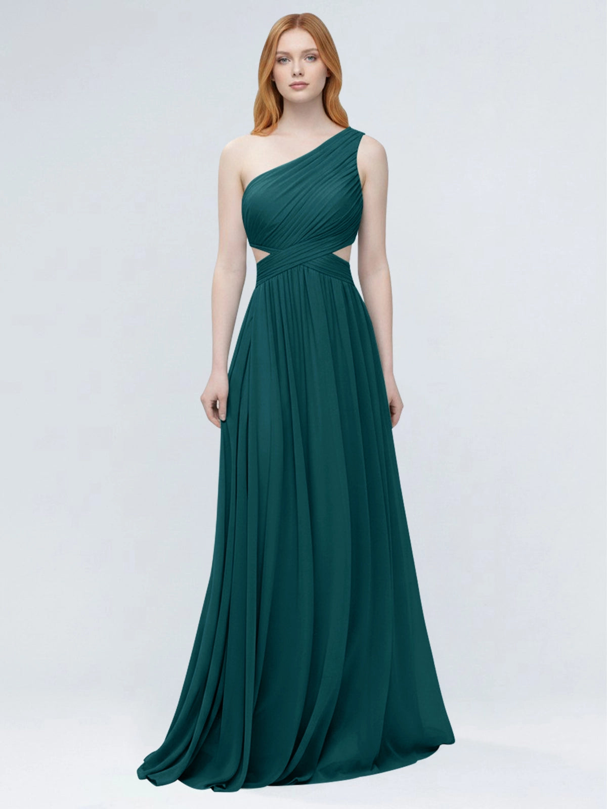 One-Shoulder Side Cut-Out Bridesmaid Dress 