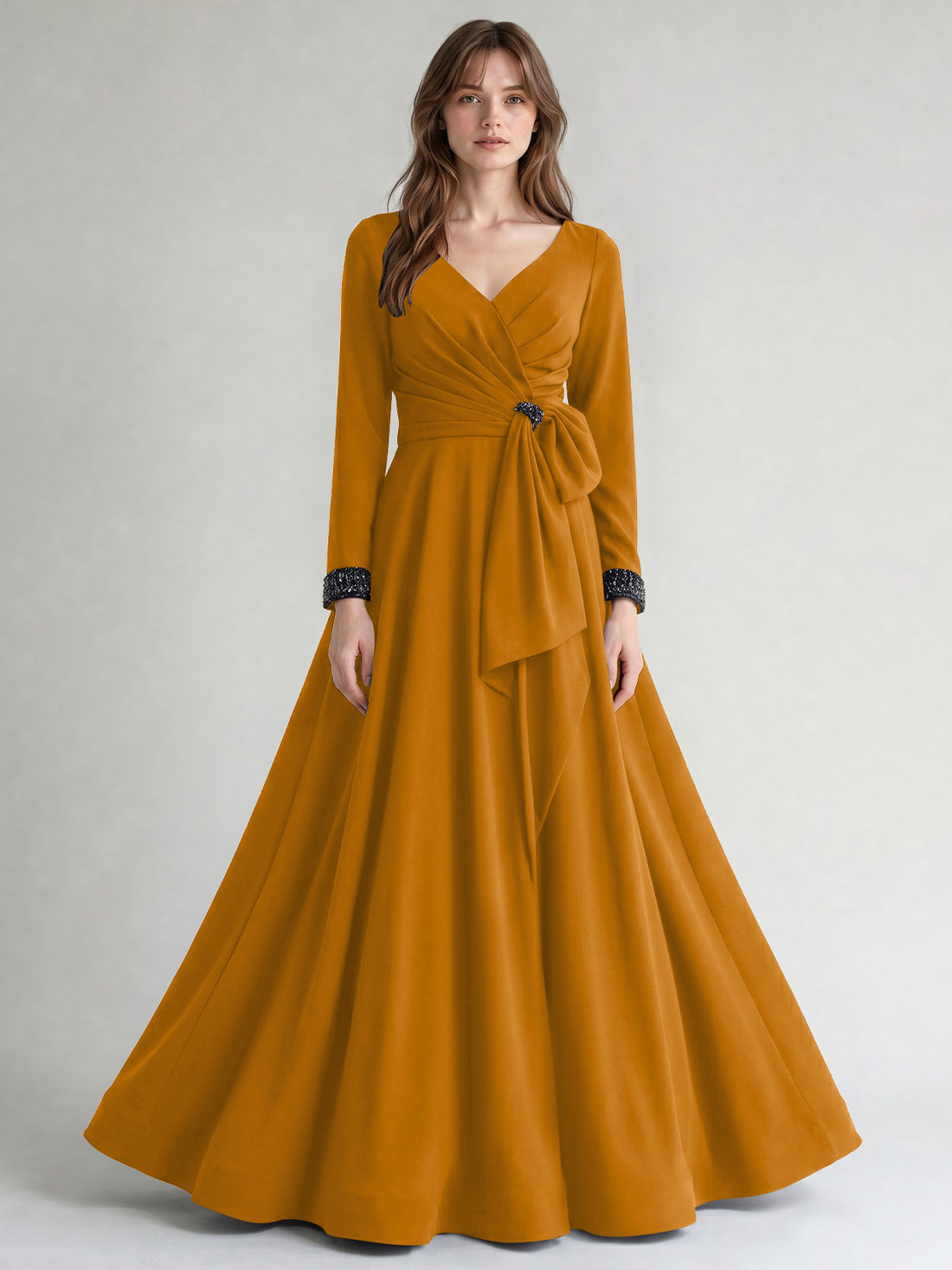 Stretch Satin Mother of the Bride Dress with Crystal