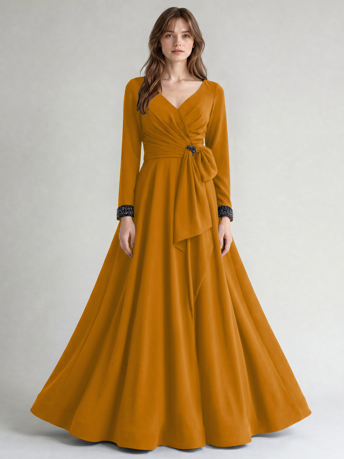 Stretch Satin Mother of the Bride Dress with Crystal