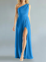One-Shoulder Bridesmaid Dress with Slit