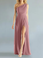 One-Shoulder Bridesmaid Dress with Slit
