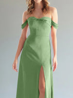 Off-the-Shoulder Slit Bridesmaid Dress 