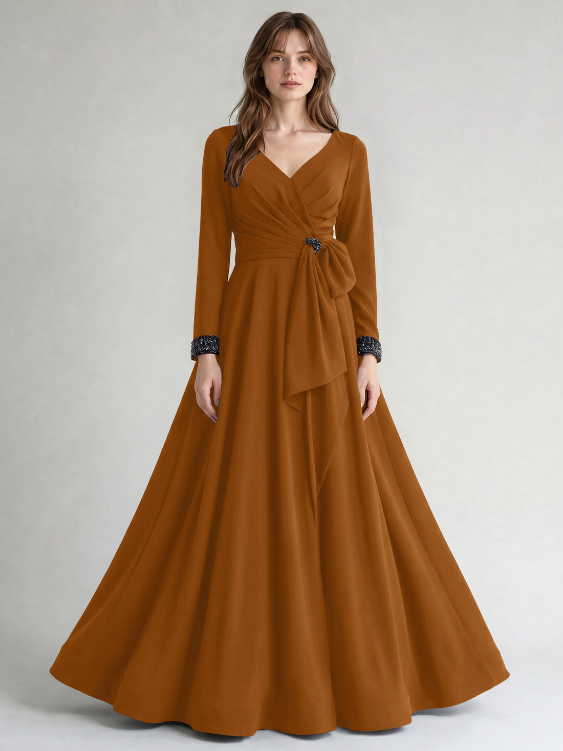 Stretch Satin Mother of the Bride Dress with Crystal