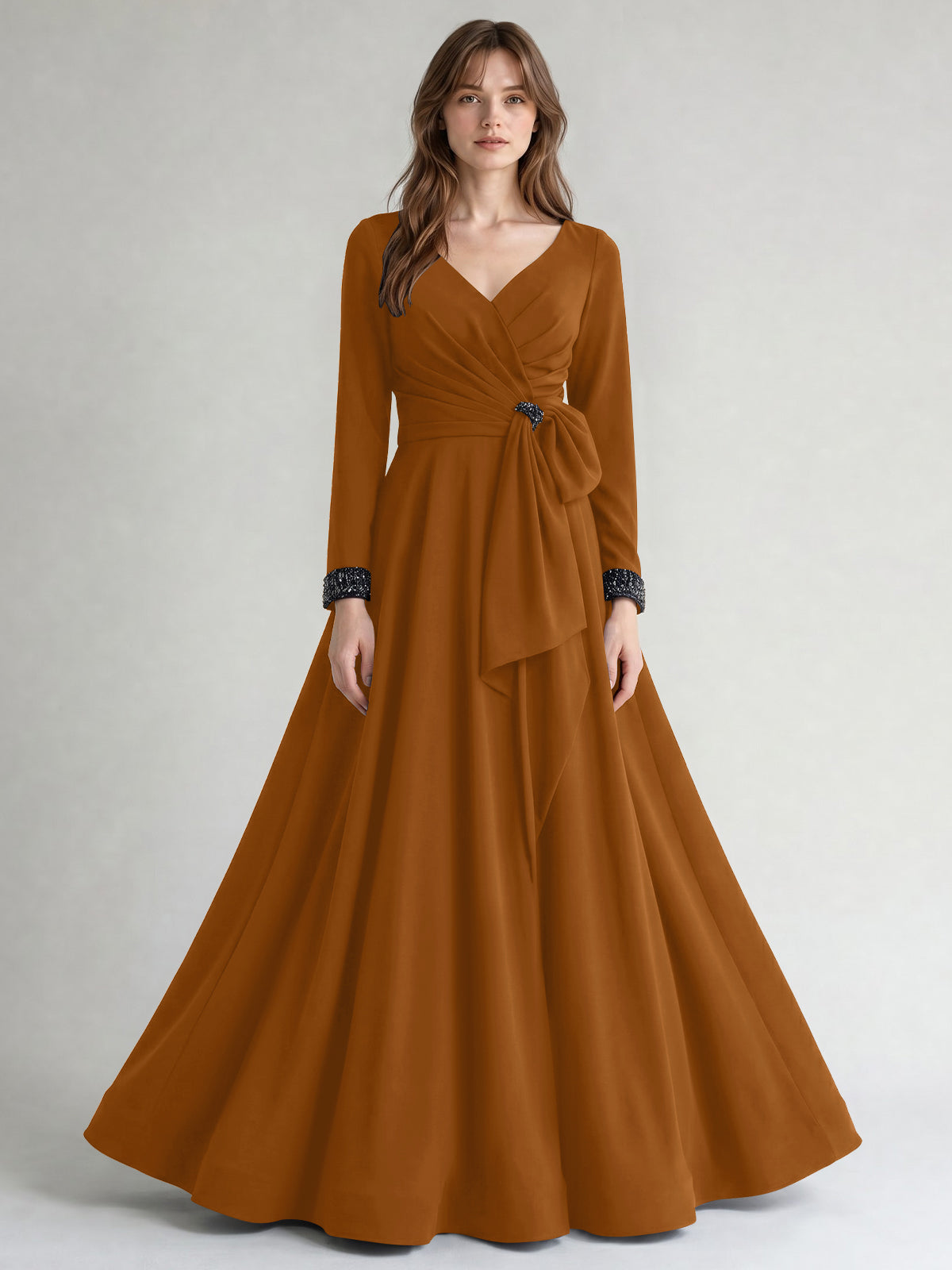 Stretch Satin Mother of the Bride Dress with Crystal