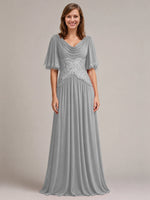 Cowl Neck Mother of the Bride Dress with Applique 