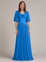 Cowl Neck Mother of the Bride Dress with Applique 