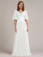 Cowl Neck Mother of the Bride Dress with Applique 