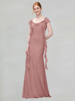 Flowy Ruffle Sheath Bridesmaid Dress 