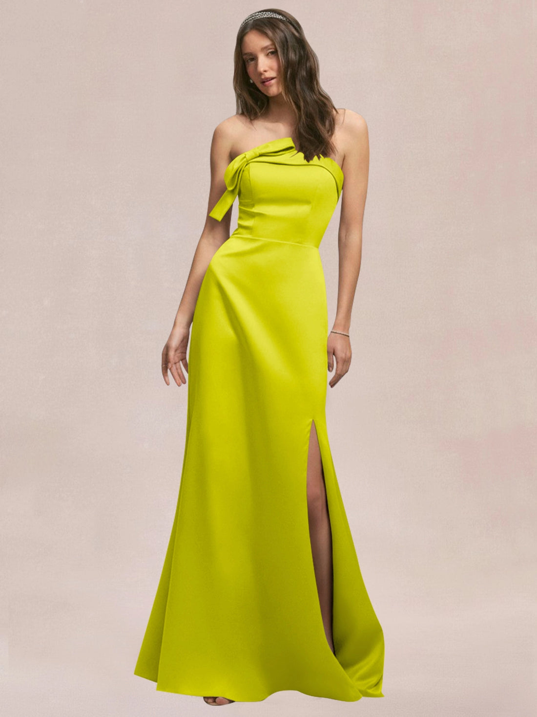 Satin Bow Accent Bridesmaid Dress 