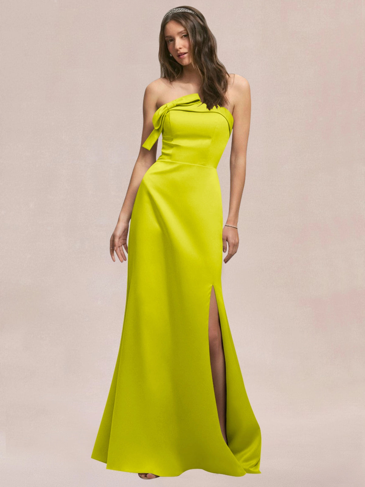 Satin Bow Accent Bridesmaid Dress 