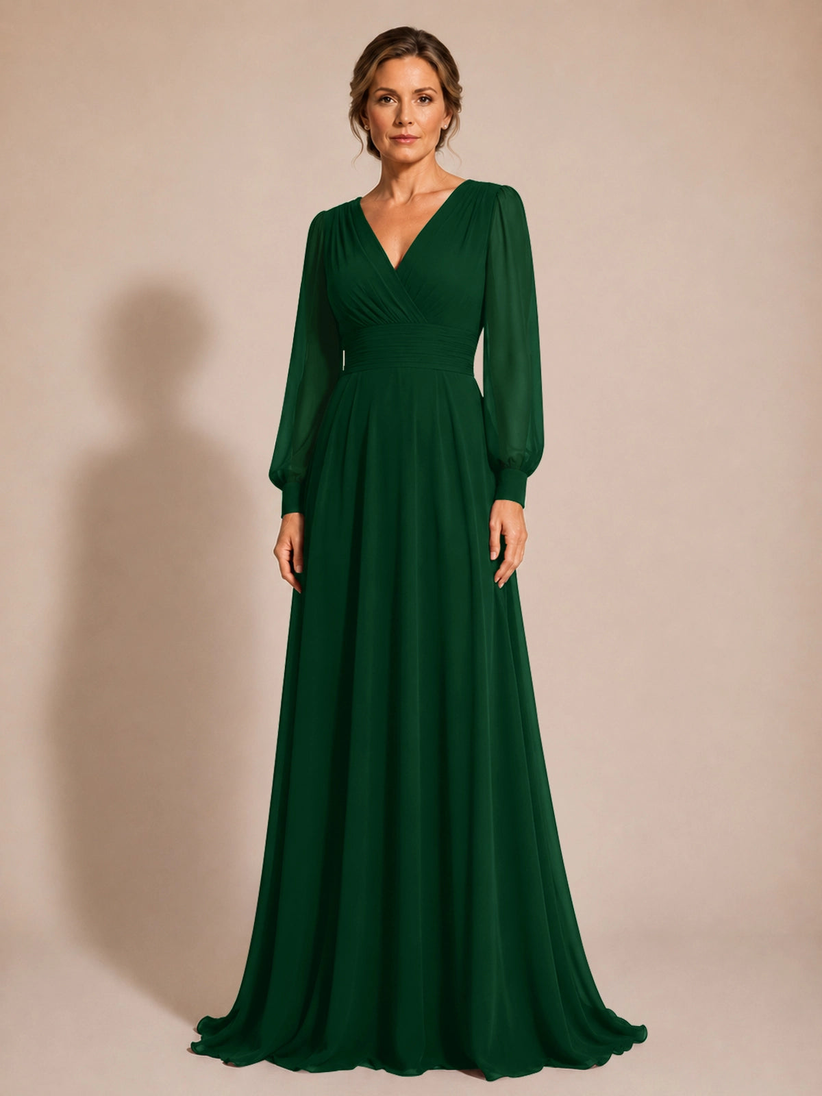 Chiffon Mother of the Bride Dress with Long Sleeves 