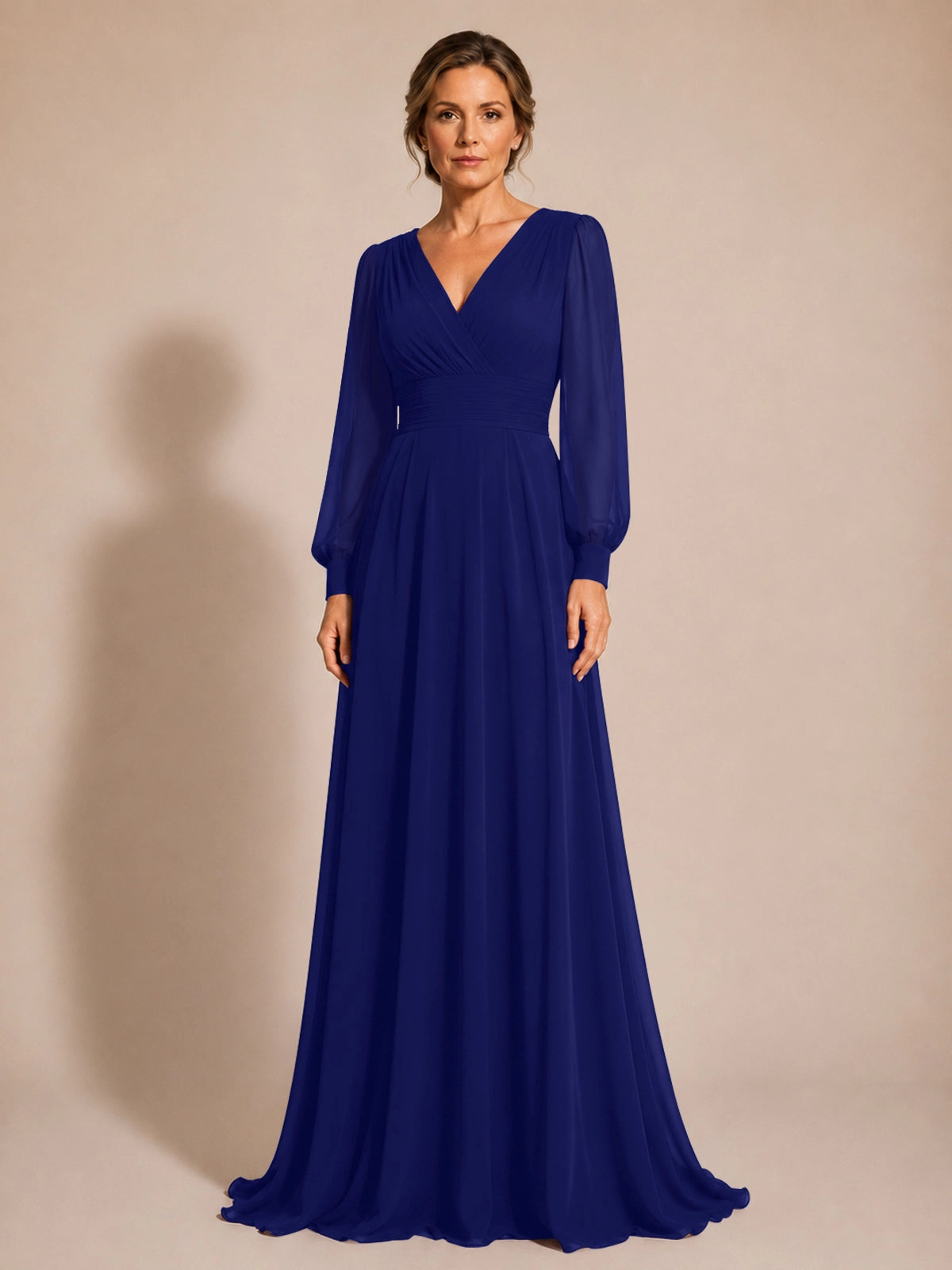 Chiffon Mother of the Bride Dress with Long Sleeves 