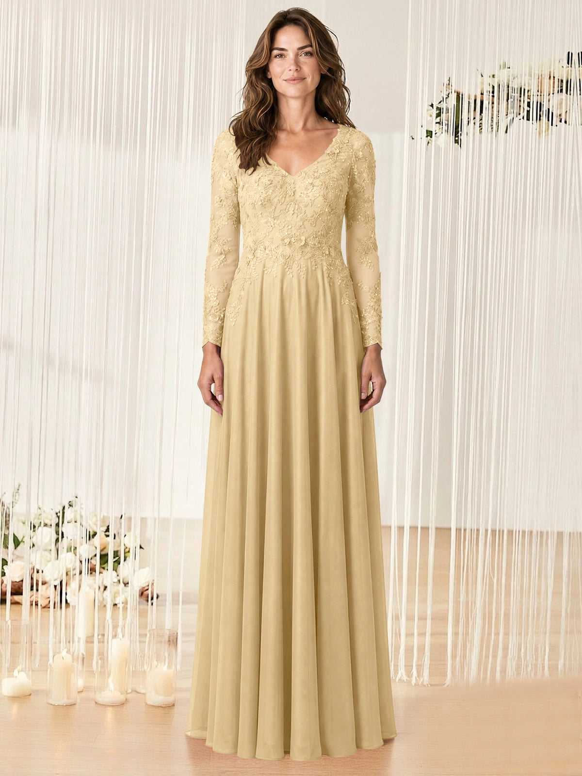 A-line Mother of the Bride Dress with Appliques