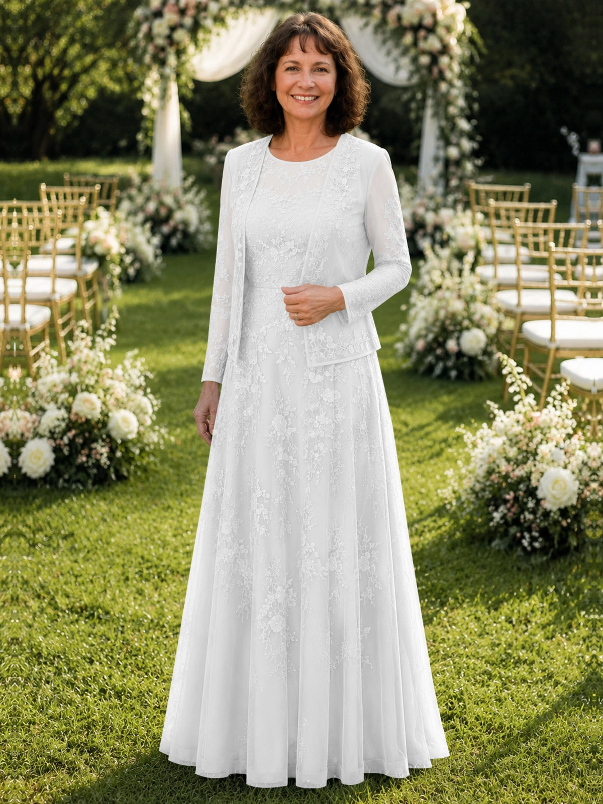 A-line Mother of the Bride Dress with Lace 
