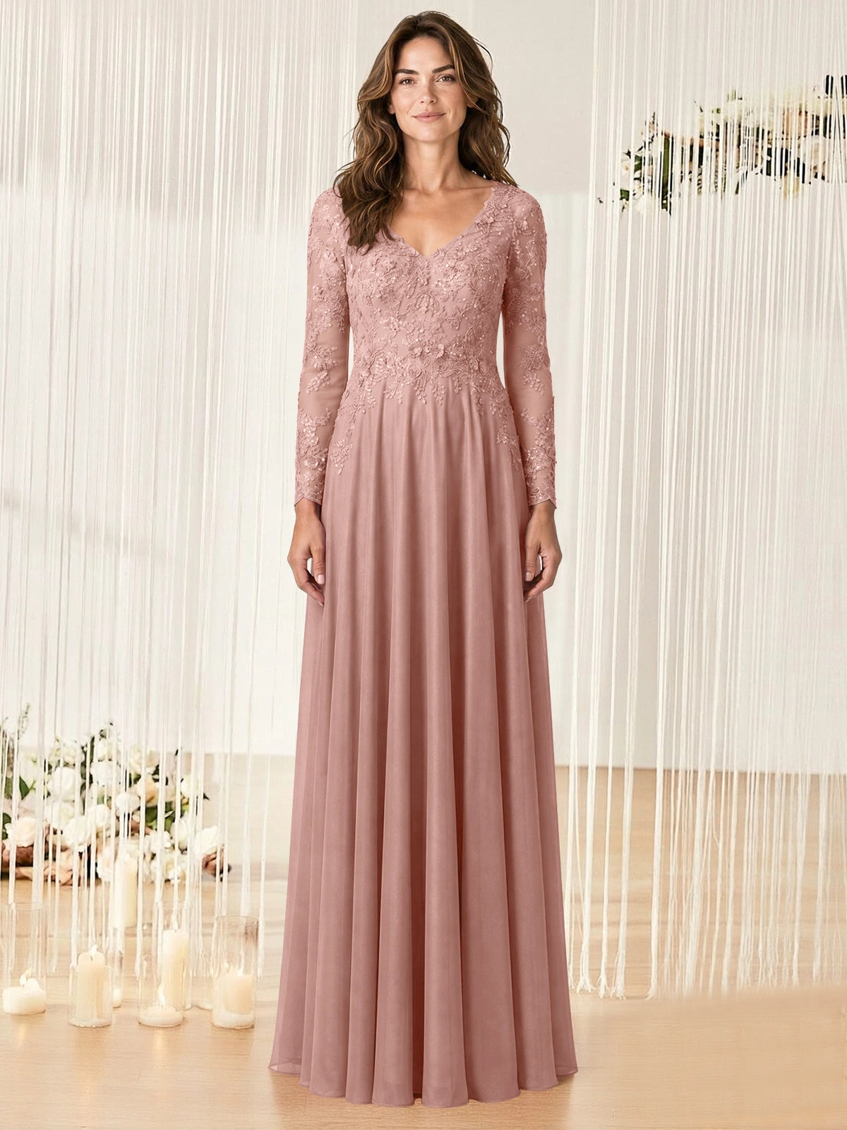 A-line Mother of the Bride Dress with Appliques