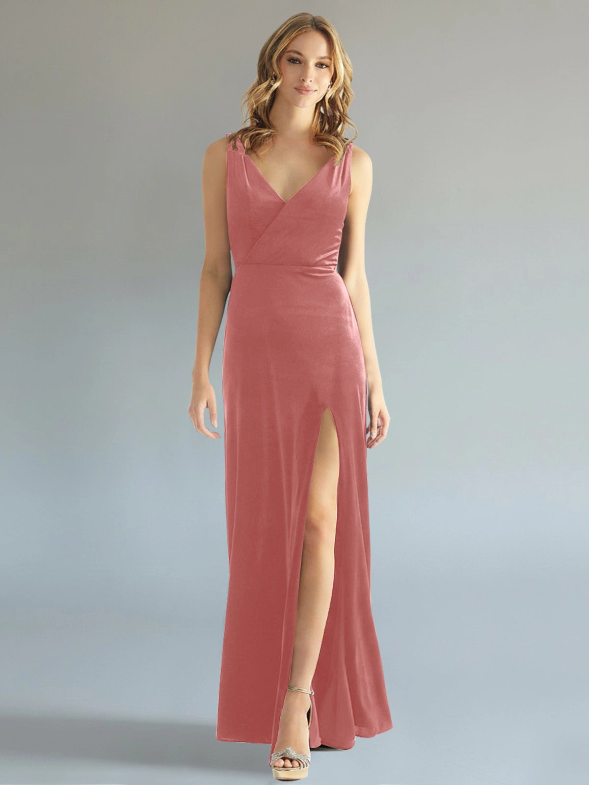 Velvet Bridesmaid Dress with Slit 