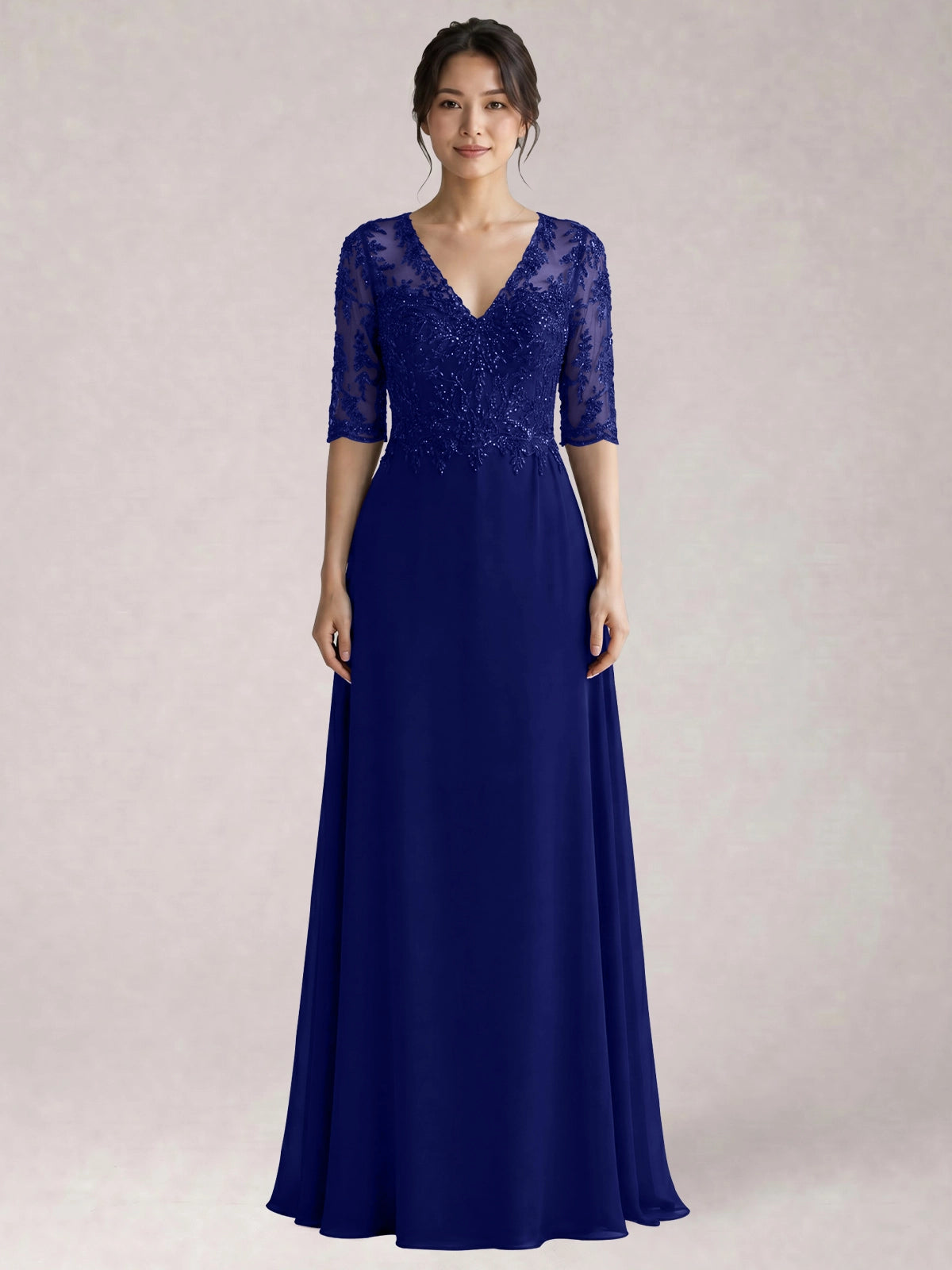 Lace Mother of the Bride Dress with Half Sleeves