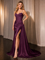 Silk-like Prom Dress with Appliques